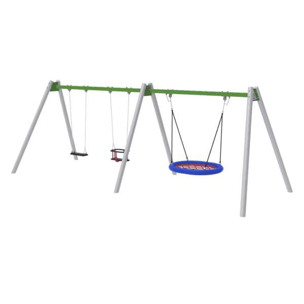 Huśtawka łączona bocianie gniazdo + siedzisko płaskie + kubełkowe HTR-05